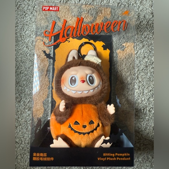 POPMART LABUBU HAPPY Halloween Pumpkin Vinyl Plush Pendant * Authentic